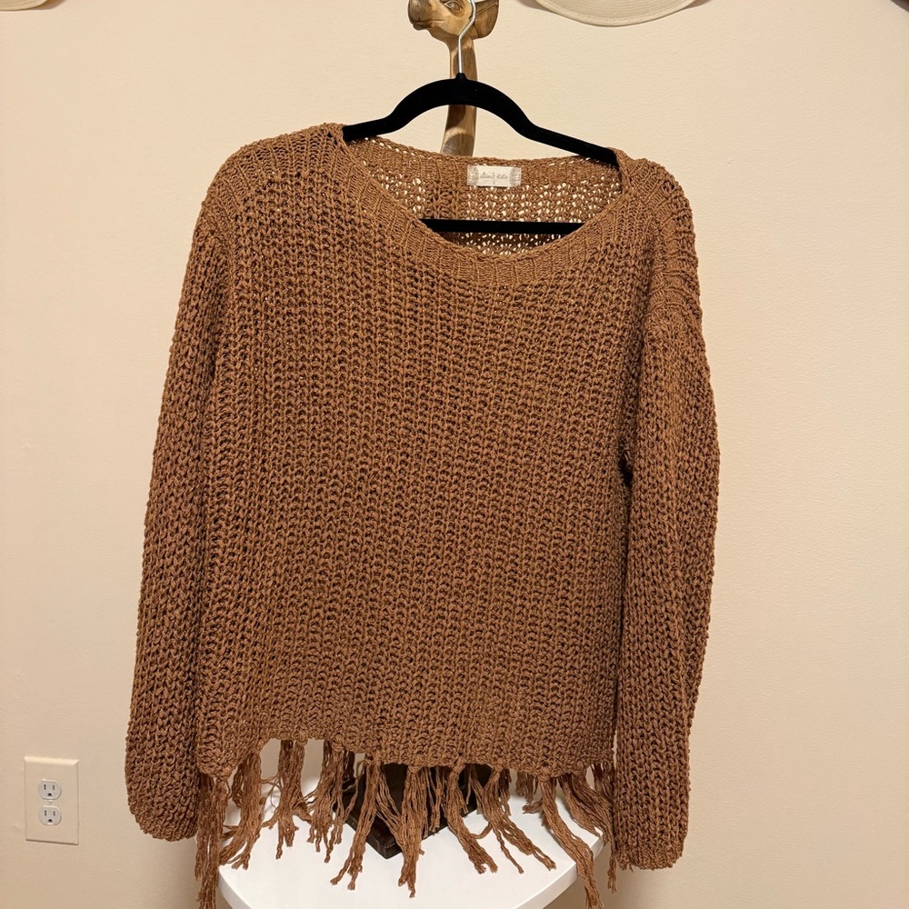 Altar'd State Copper Knit Fringe Sweater